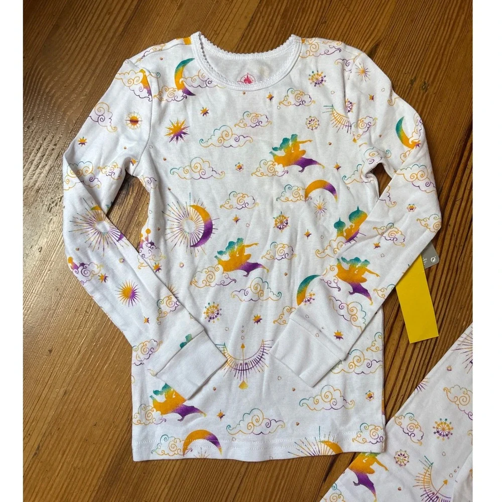 Disney Jasmine Aladdin Pajama Set Girls White Celestial Jasmine NWT SIZE 7
